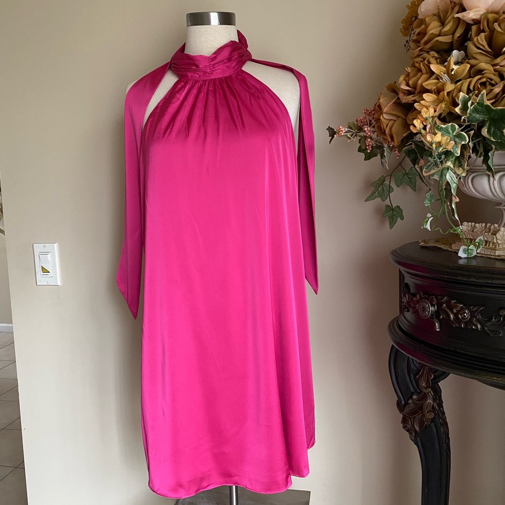 Nordstrom Socialite Fuchsia Halter Neck Satin Dress new